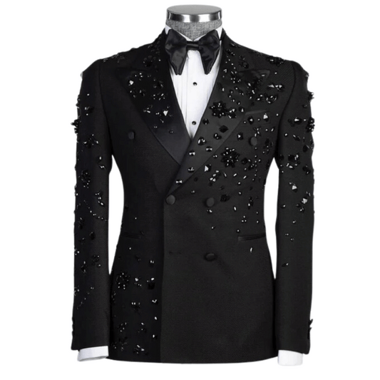 Anzugjacke und schwarze Hose mit Strass für Herren