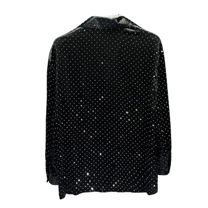 Schwarzes Herrenhemd mit Strass, Blazer-Stil