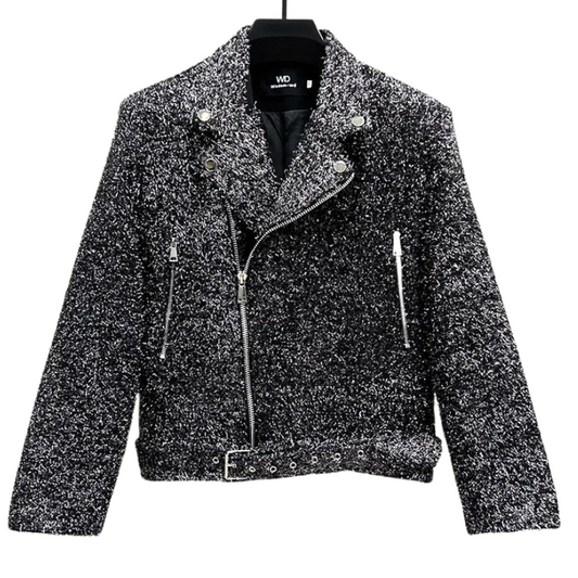 Herren glänzende Motorradjacke