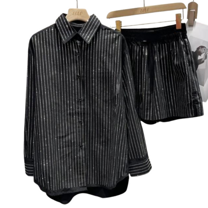 Kurzes Strass-Set mit Hemd