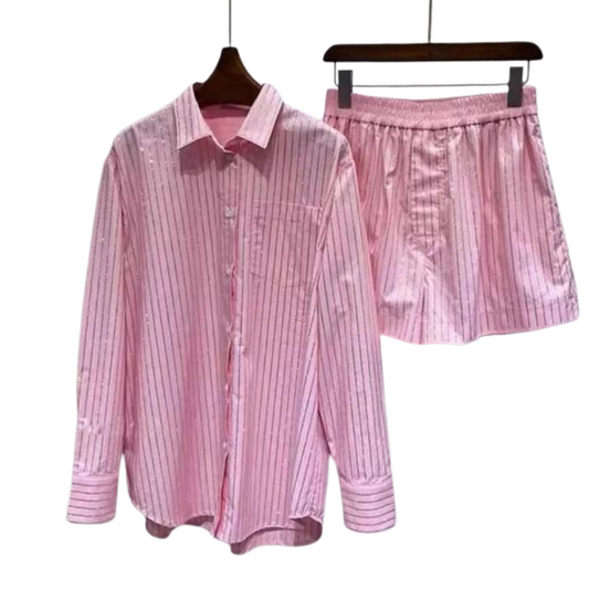 Kurzes Strass-Set mit Hemd