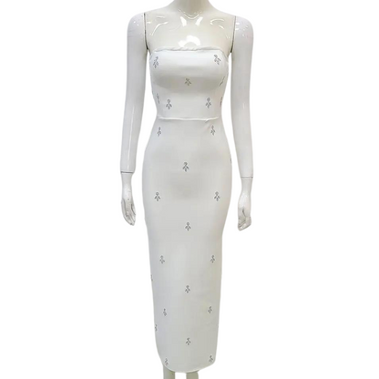 Weißes Bustier-Kleid mit Strass für Damen