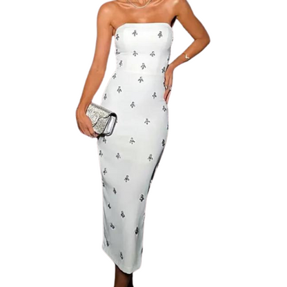 Weißes Bustier-Kleid mit Strass für Damen