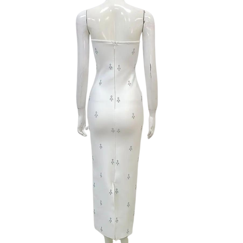 Weißes Bustier-Kleid mit Strass für Damen