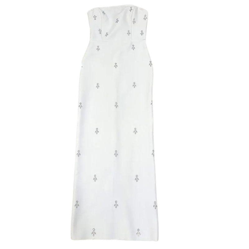 Weißes Bustier-Kleid mit Strass für Damen