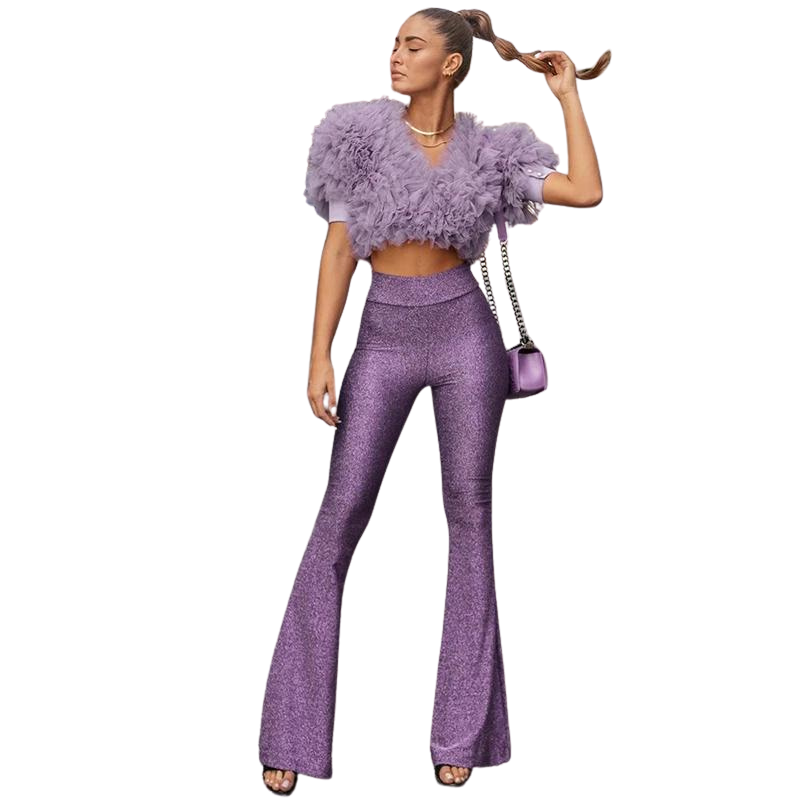 Damen Paillettenhose mit Elefantenbein