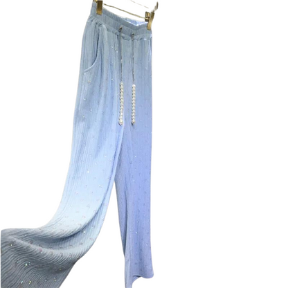 Plissee-Hose mit Pailletten und Strass