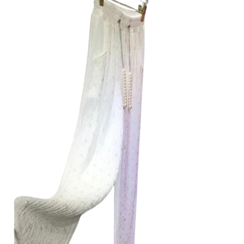 Plissee-Hose mit Pailletten und Strass