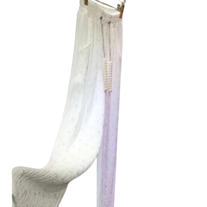 Plissee-Hose mit Pailletten und Strass