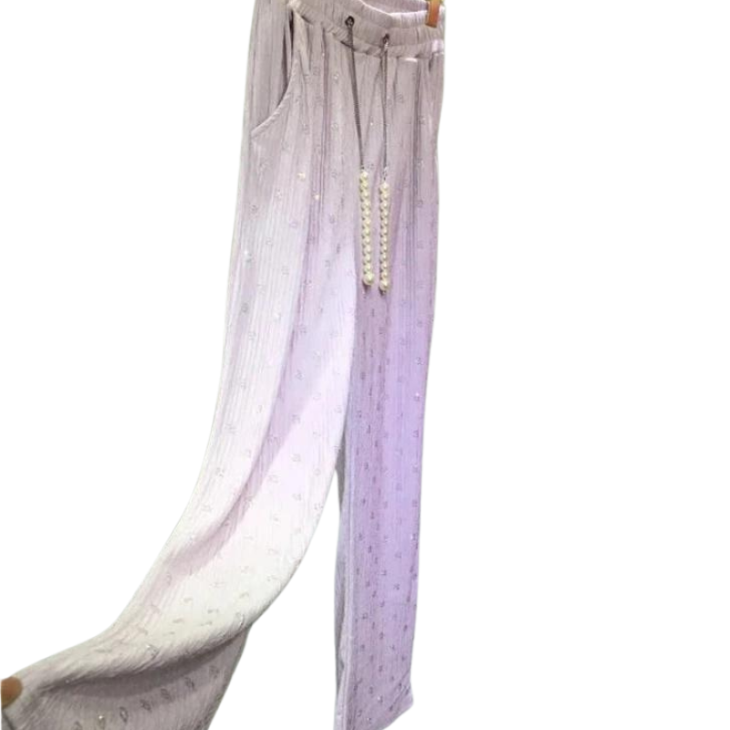 Plissee-Hose mit Pailletten und Strass