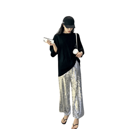 Paillettenhose in Silber